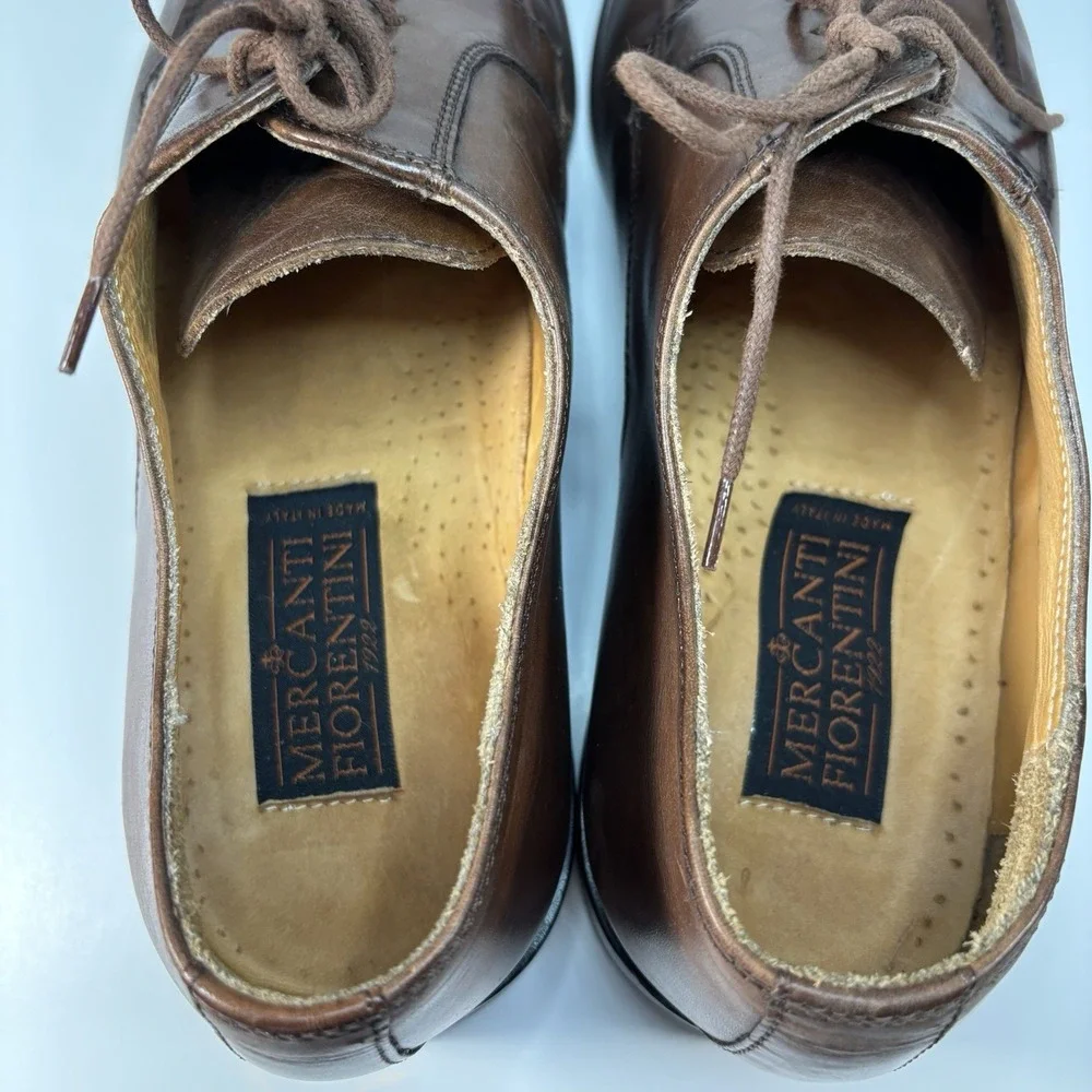 Mercanti Fiorentini Men's Curio Brown Leather Split Toe Lace Up Shoes Italy 11.5